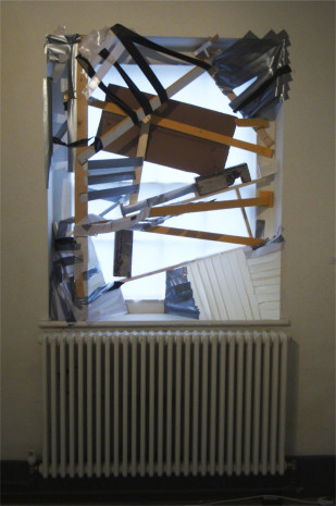 Wood, gloss paint, gaffer tape, screws, nails