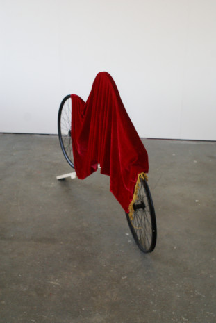 Bicycle wheels, wood, matador cape