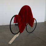 Bicycle wheels, wood, matador cape