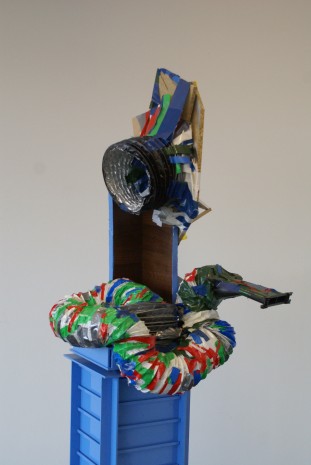 Wood, masking tape, plastic, ducting, gloss paint, nails